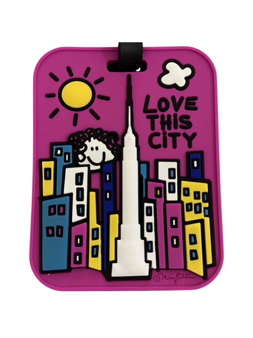 Mary Ellis Luggage Tag NYC New York City Skyline Love Rubber Hidden Address